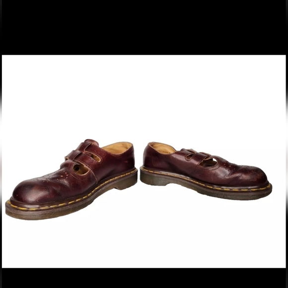 VTG Doc Dr Martens Made in England Oxblood Mary Janes Double Strap US 6.5 - 7